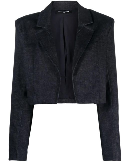Patrizia Pepe Black Cropped Raw-Denim Jacket
