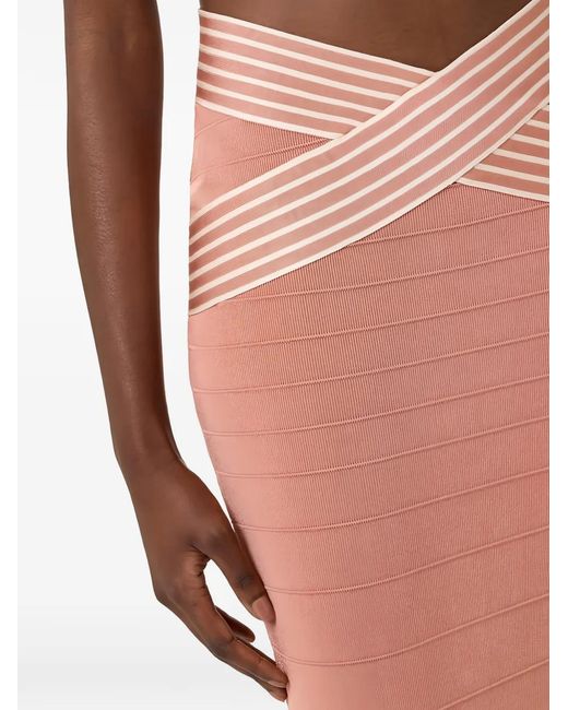 Elisabetta Franchi Pink Striped-Detail Midi Skirt