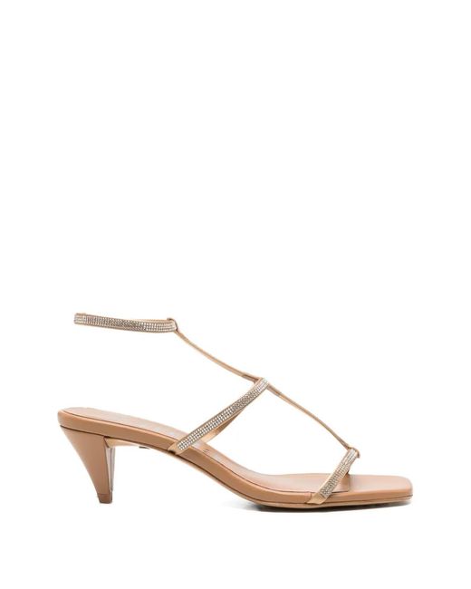 Pedro Garcia Natural Embellished-Strap Sandals