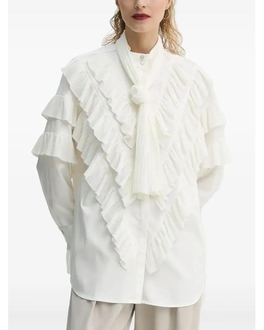 Blusa Tilja con volantes Bruuns Bazaar de color White