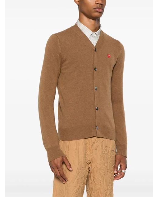 COMME DES GARÇONS PLAY Brown Heart-Patch Wool Cardigan