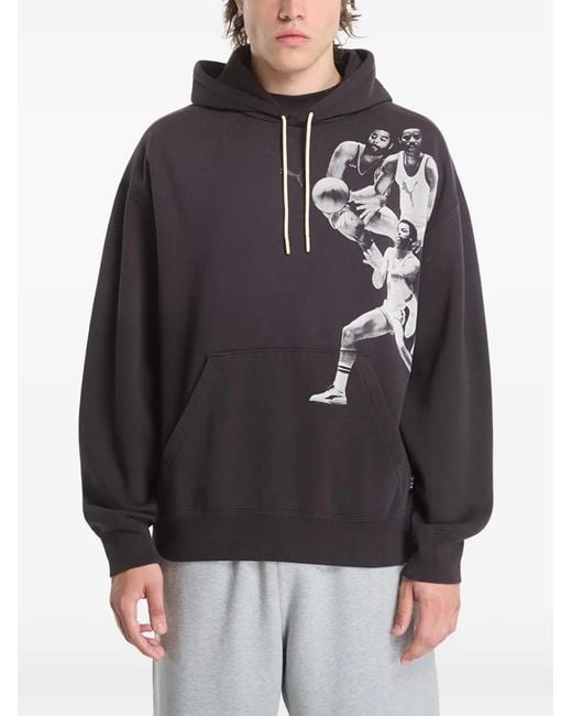 PUMA Black Memory Lane Graphic-Print Hoodie for men