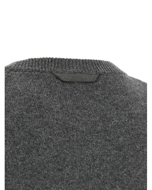 Jersey Monile con cuello redondo Brunello Cucinelli de color Gray