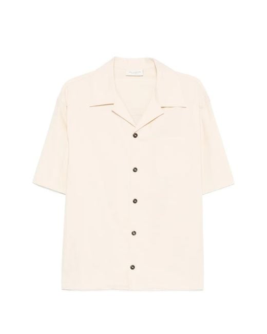Yes London White Camp-Collar Short-Sleeve Shirt for men