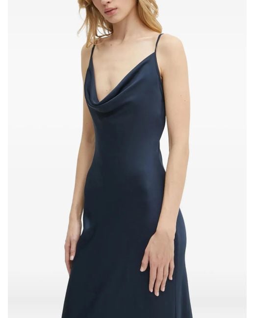 Guess Blue Cowl-Neck Midi Dress