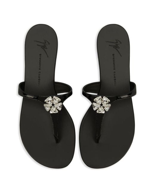 Giuseppe Zanotti Black Brionne Crystal-embellished Leather Sandals