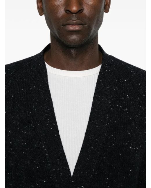 Eleventy Black Flecked V-Neck Cardigan for men