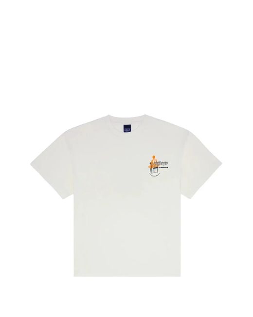 PAS DE MER White Yoga Graphic-Print Cotton T-Shirt for men