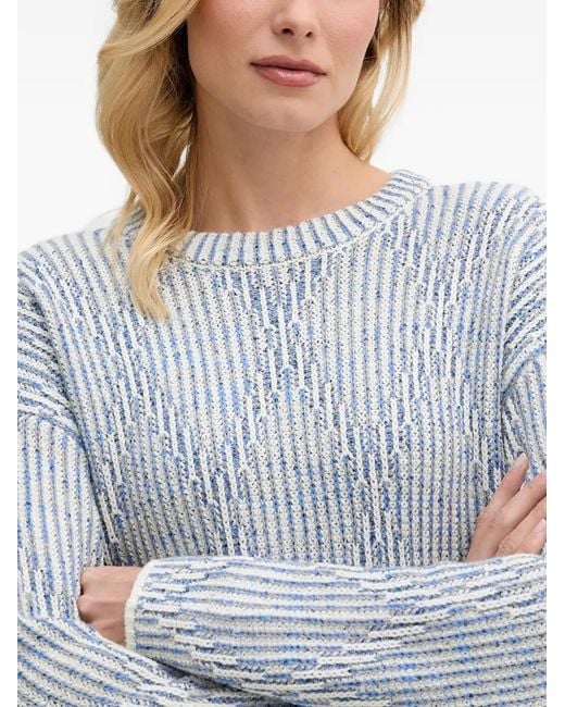 Ouí Gray Striped Crew-Neck Sweater