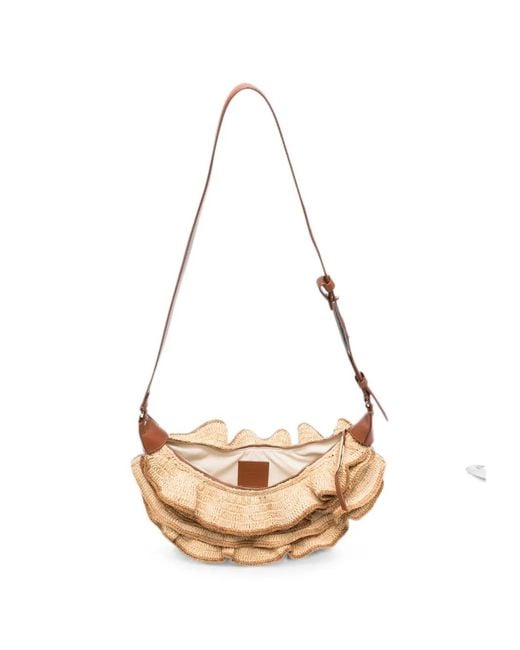 Zimmermann Metallic Ruffled Woven Shoulder Bag