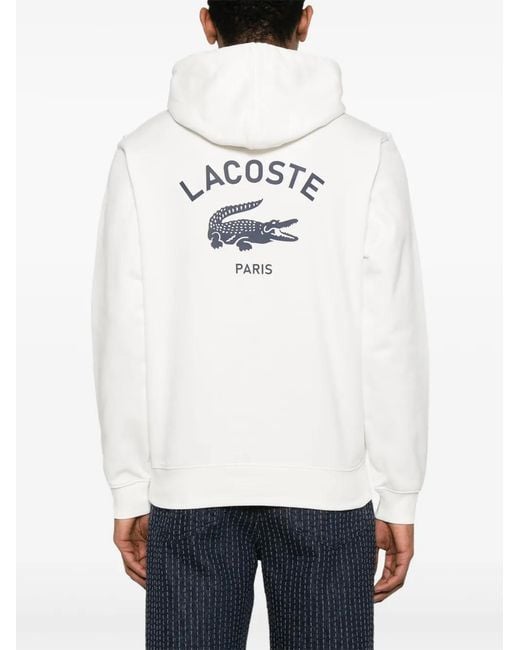 Lacoste White Cotton Fleece Hoodie