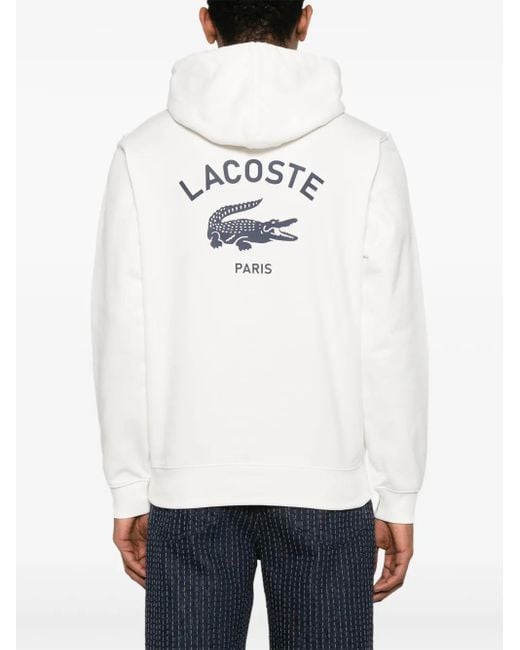 Lacoste White Cotton Fleece Hoodie