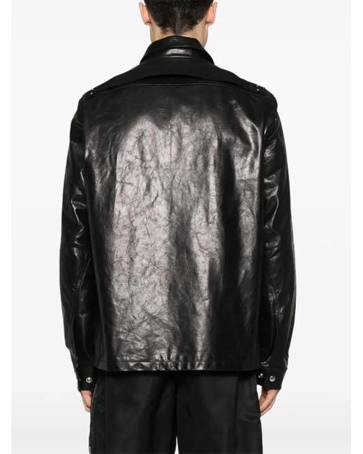 Rick Owens Black Giacca Brad In Pelle Di Vitello Nera for men