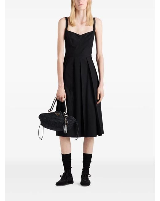 Prada Black Cotton Midi Dress