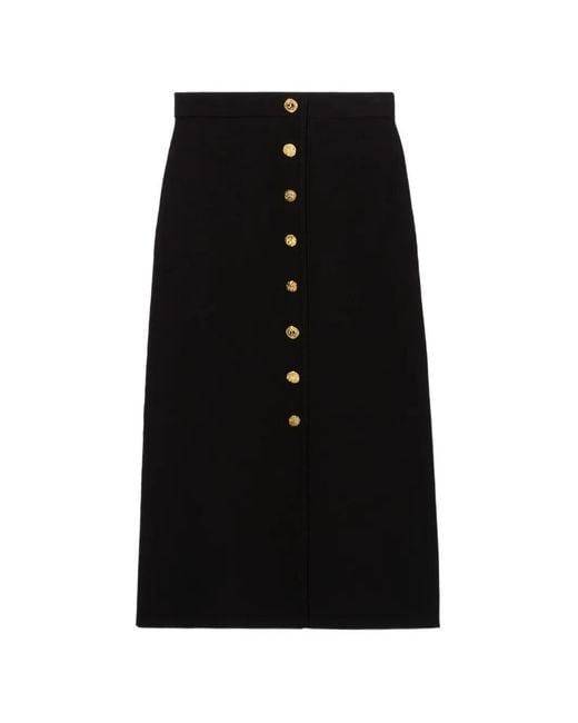 Claudie Pierlot Black Button-Embellished Knitted Skirt