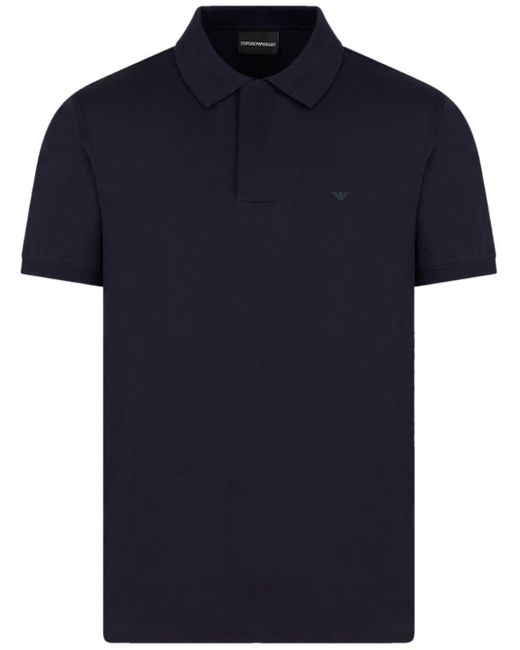 Polo en coton à logo brodé Emporio Armani pour homme en coloris Blue