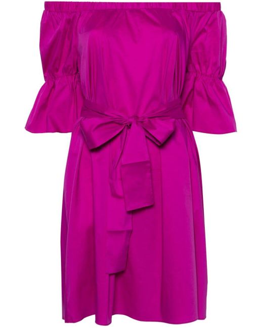 Liu Jo Pink Off-shoulder Poplin Dress
