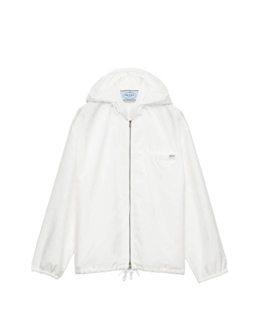 Prada White Lightweight Re-Nylon Blouson Jacket