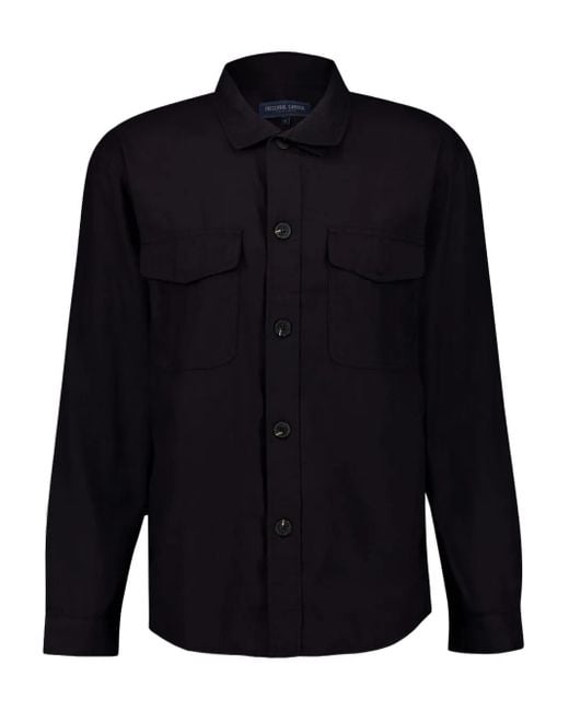 Giacca-Camicia Nuno A Maniche Lunghe Con Tasche di Frescobol Carioca in Blue da Uomo