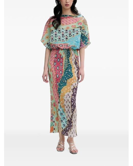 Vestido Midi Con Estampado Patchwork Never Fully Dressed de color Blue