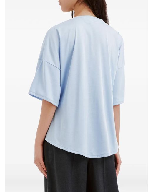 Enfold Blue Peplum Curved-Hem T-Shirt