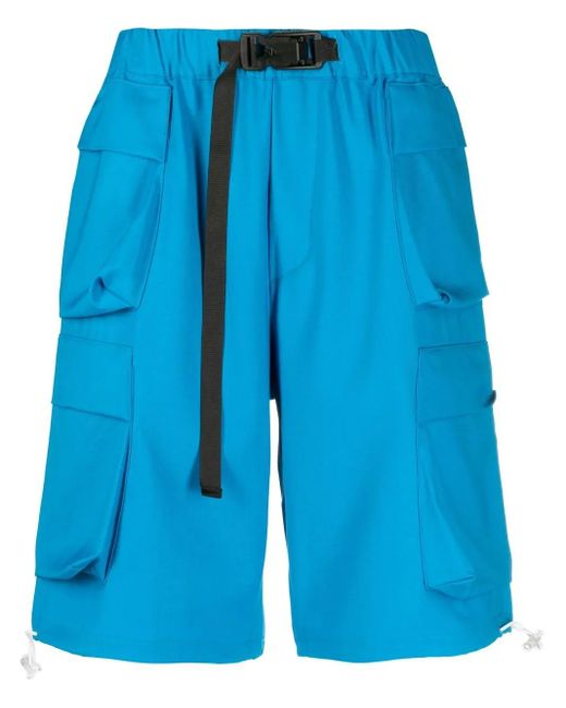 Bonsai Blue Virgin Wool Cargo Shorts for men