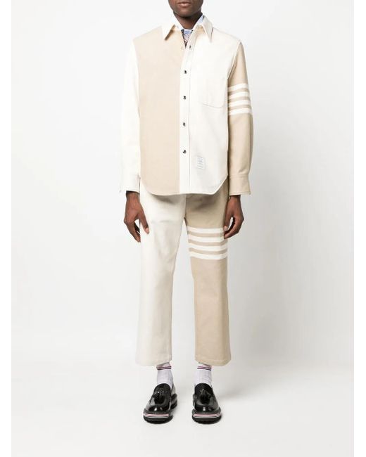 Thom Browne Natural 4-Bar Patchwork Denim Shirt for men