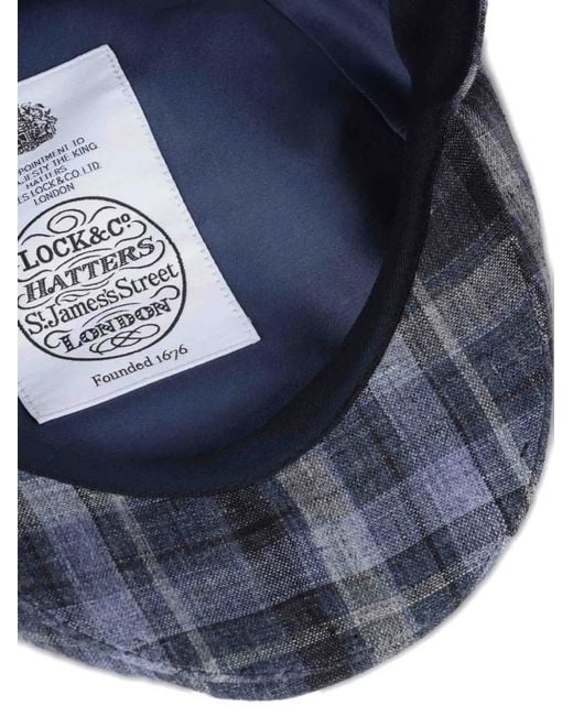 Lock & Co Blue Grosvenor Check Flat Cap for men