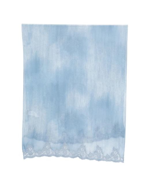 ERMANNO FIRENZE Blue Lace-Trim Scarf
