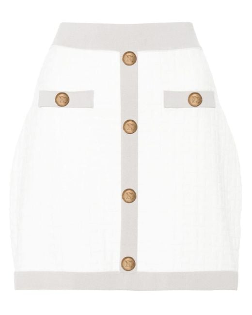 Elisabetta Franchi White Embossed-logo Short Skirt