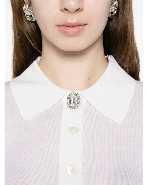 N°21 White Embellished-Button Polo Top