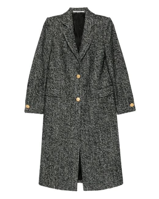 Tagliatore Gray Herringbone Button-Detail Coat
