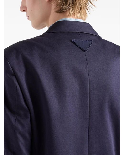 Prada Blue Double-Breasted Peak-Lapel Blazer for men