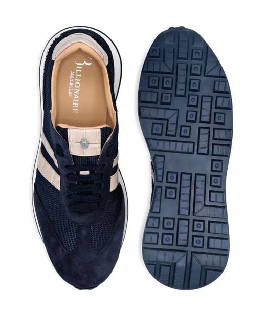 Billionaire Blue Panelled Sneakers for men