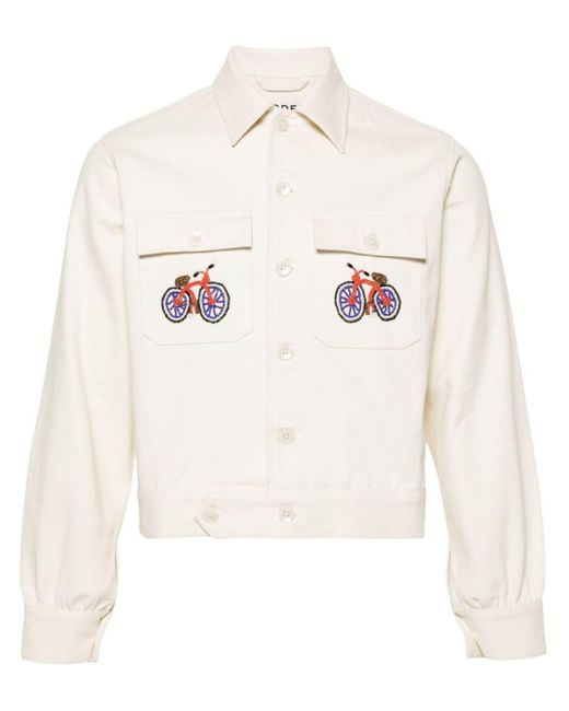 Bode White Bicycle Beaded-details Shirt Jacket for men