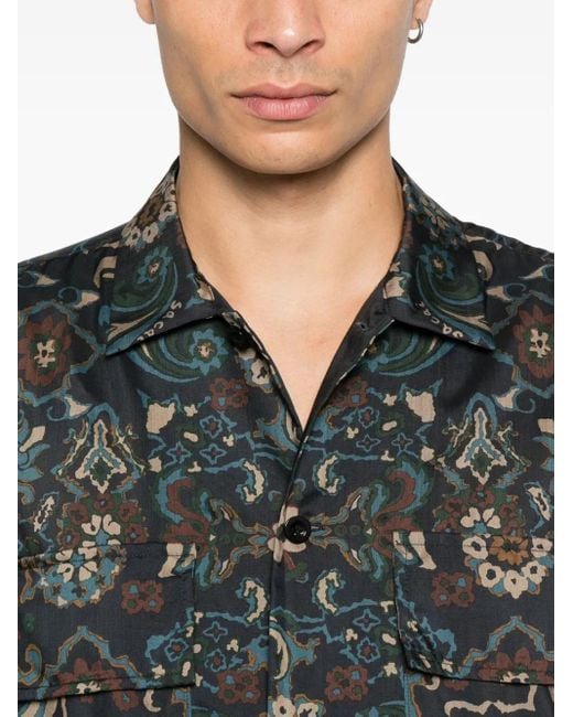 Sacai Black Paisley-Pattern Pocket Shirt for men