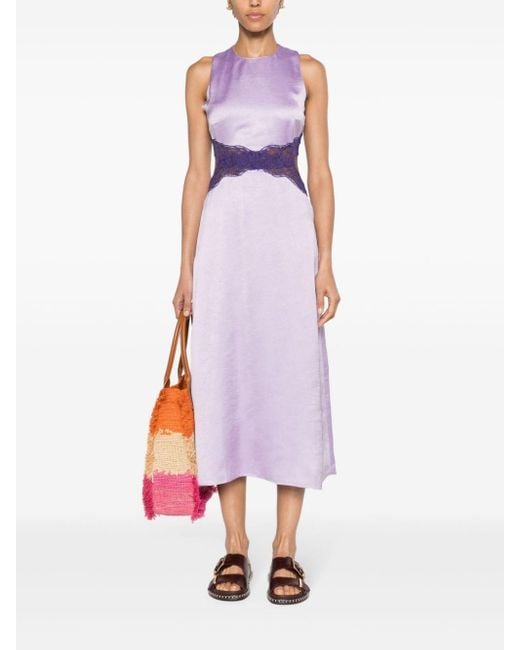 strapless open back dress Cowl Neck Satin Lilac Midi Dress main image 0