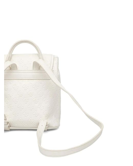 Guess White Litzy Buckle-Fastening Backpack