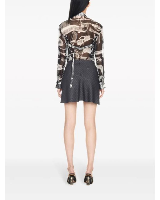 Off-White c/o Virgil Abloh Gray Draped Pinstripe Mini Skirt