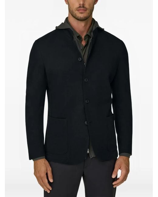 Boggi Black Blazer Diagonal Wool Blend B Tech for men