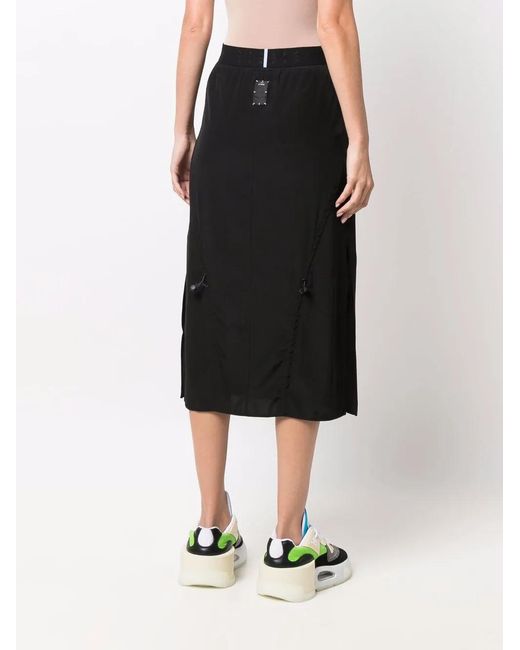 McQ Alexander McQueen Black Shift Silk Midi Skirt