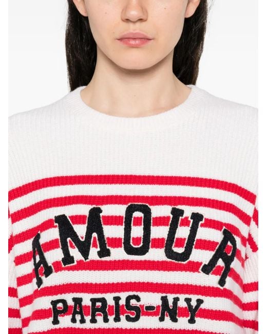 Maje Striped Embroidered Sweater