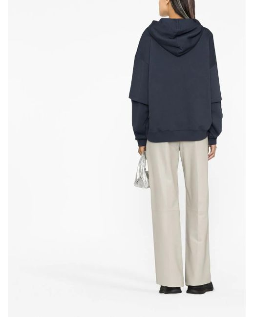 ROTATE BIRGER CHRISTENSEN Blue Double-Sleeve Organic Cotton Hoodie