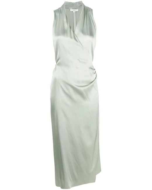 Vince Green Satin-Finish V-Neck Wrap Dress