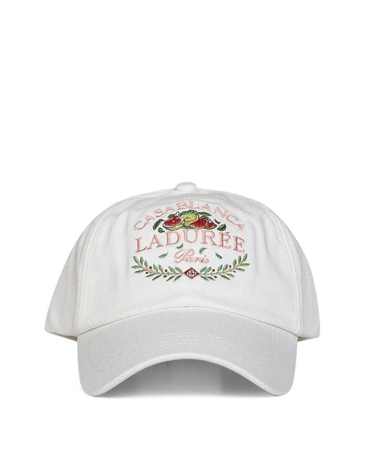 Casablanca White X Laduree Embroidered Cotton Cap for men