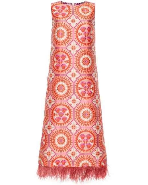 LaDoubleJ Column Feathered Midi Dress