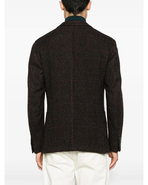 Blazer Monopetto A Quadri di Boglioli in Black da Uomo
