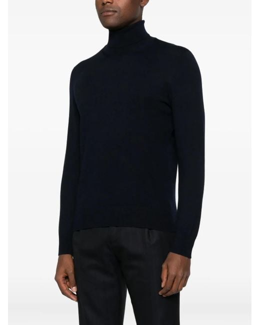 Gran Sasso Black Roll-Neck Sweater for men