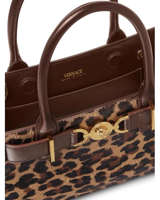 Versace Brown Small Medusa '95 Leopard Tote Bag