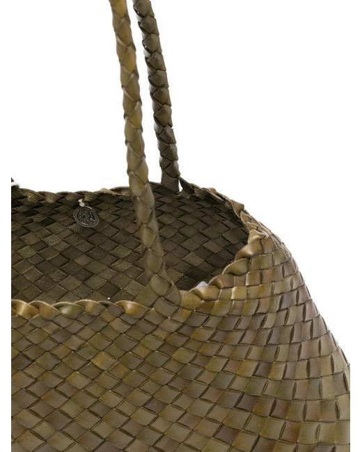 Dragon Diffusion Green Big Santa Croce Woven Leather Tote Bag